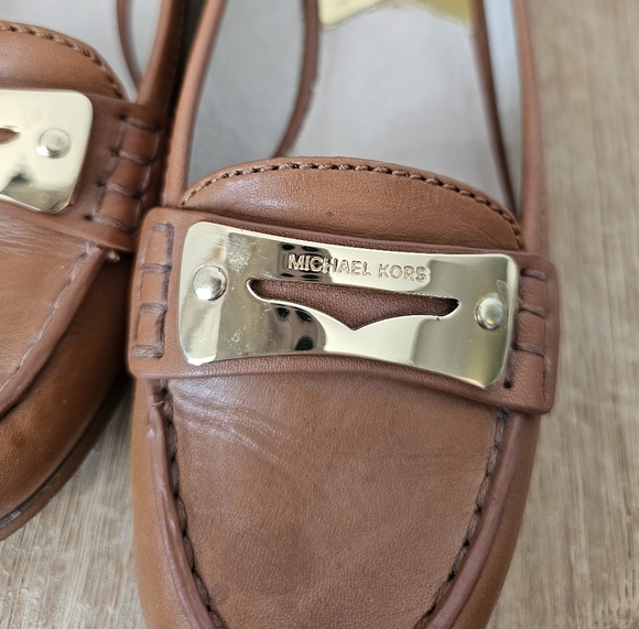 Michael Kors Tierlyn Luggage Tan Leather Loafers - Picture 9 of 10